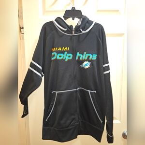 Antigua Adult Black Miami Dolphins Hoodie Jacket